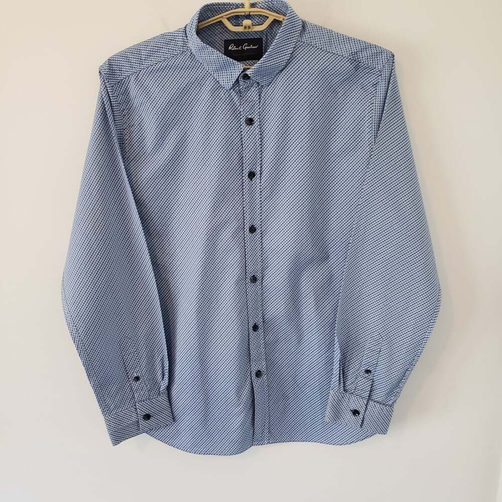 Robert Graham Modern American Shirt Mens 3XL Blue Geo Tailored Fit Button Up